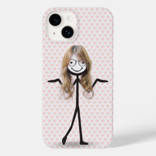 Menina de palito com cabelo e óculos
