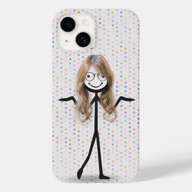 Menina de palito com cabelo e óculos (Verso)
