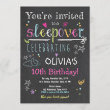 Menina de pijama do Sleepover Convite para Desliza