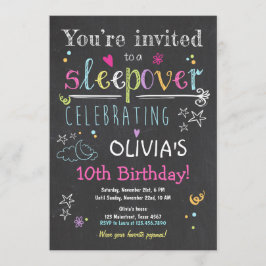 Menina de pijama do Sleepover Convite para Desliza