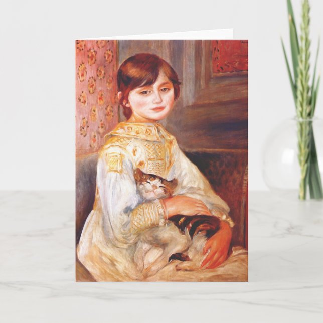 Menina de Renoir com cartão do gato (Frente)