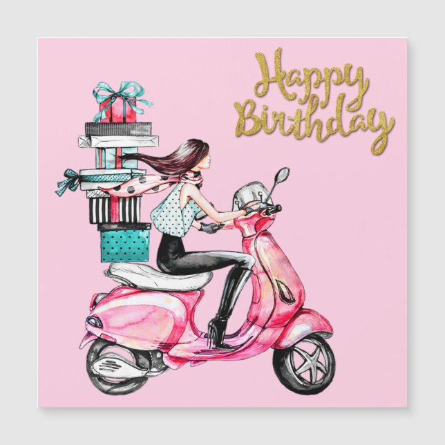 Menina de Scooter carregando Presentes  (Frente)