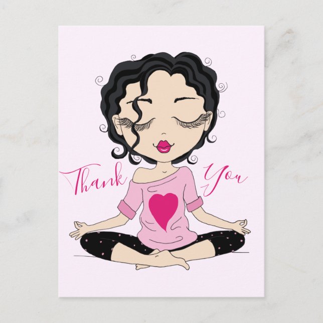 Menina de Yoga Fofa Obrigada | Cartão Postal de Ca (Frente)