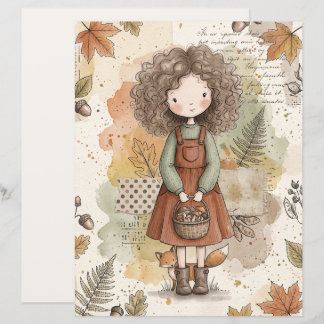 Menina do Bosque Outonal Papel Artístico História 