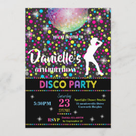 Menina do convite de aniversário da dança do disco