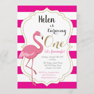 Menina do convite do aniversário do flamingo
