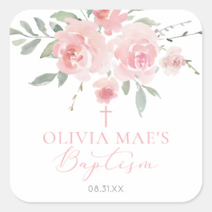 Menina do Jardim de Rosas Adesivo Quadrado Boho Ba