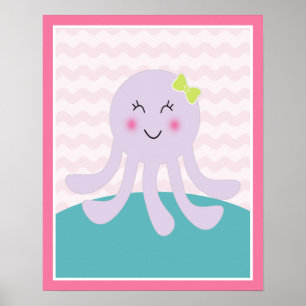 Menina do Mar Doce Vida Lula Rosa Arte Poster