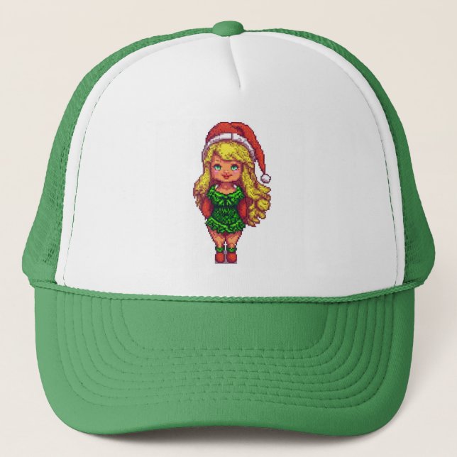 Menina do Natal de boné de caminhoneiro (Frente)