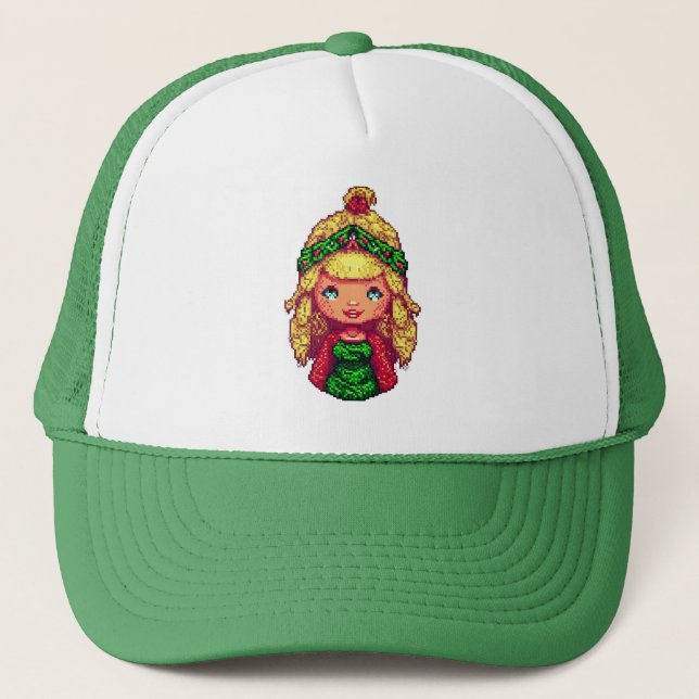 Menina do Natal de boné de caminhoneiro (Frente)