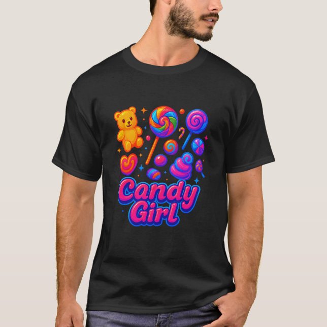 Menina Doce de Bala Pirulito Algodão Doce Camisa F (Frente)