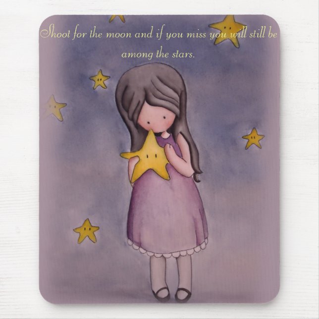 Menina e citações inspiradas Mousepad das estrelas (Frente)