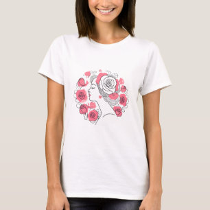 Menina elegante camisa cor-de-rosa abstrato