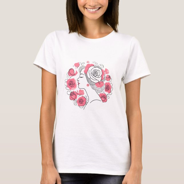 Menina elegante camisa cor-de-rosa abstrato (Frente)