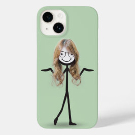 Menina em forma de palito com cabelo e óculos