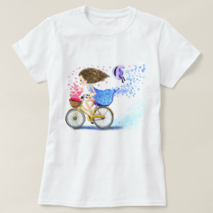 Menina Em Um Amor Romântico De Camisa De Bicicleta