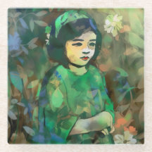 Menina em vestida verde