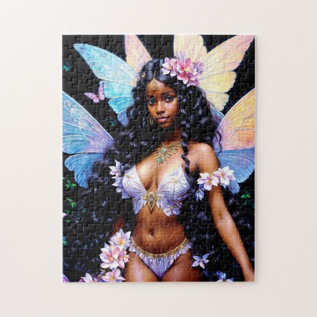 Menina Fada Negra no Quebra-Cabeça Noturno (Vertical)