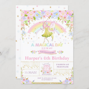 Menina feericamente do convite do aniversário do