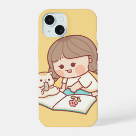 Menina Fofa Lendo com Gato – Estética Pastel iPho