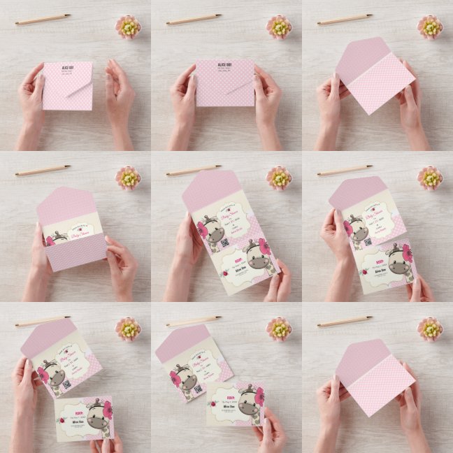 Menina Girafa Chá Tudo em Um Convite