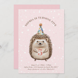 Menina Hedgehog - Convites de Aniversário