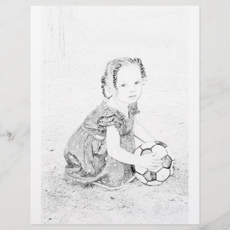 Menina jogando com página para colorir Futebol