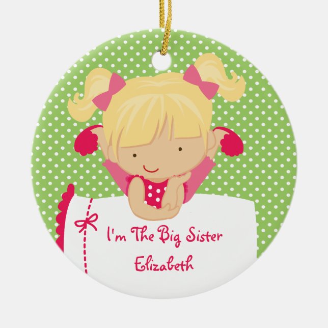 Menina loura doce dos enfeites de natal da irmã (Frente)