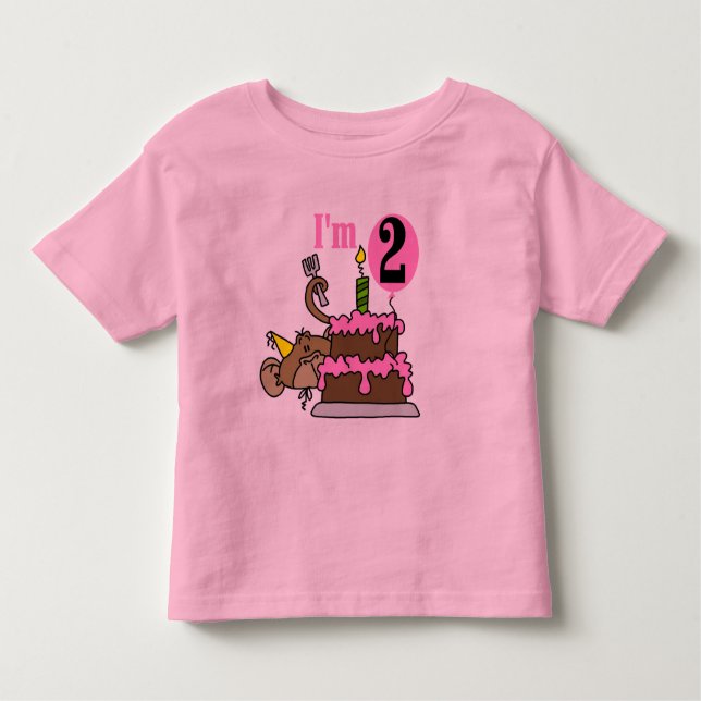 Menina Macaco Sou 2 Camisetas de aniversário (Frente)