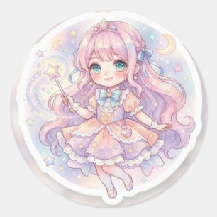 Menina Mágica de Anime Sonhadora Estrela Adesivo (