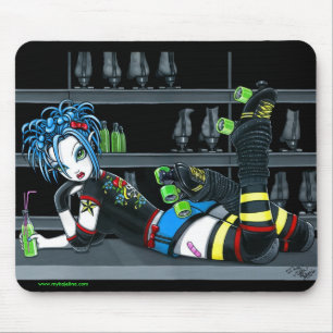 Menina Mousepad do skate de Derby do rolo de