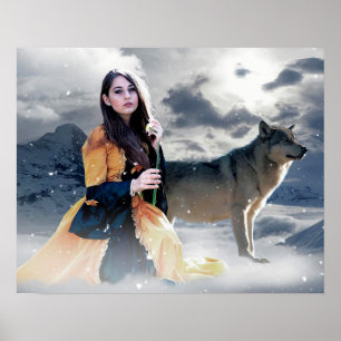 Menina Mystical com o lobo no poster da cena do