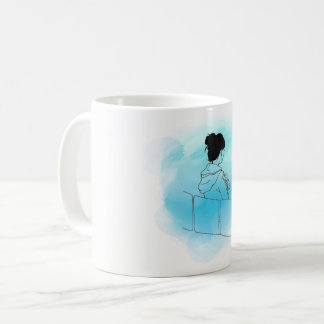 Menina na caneca subtil da ilustração do tubo
