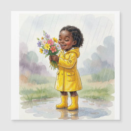 Menina Negra na Chuva Segurando Flores – Vida Suav