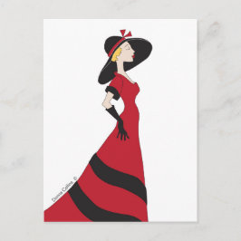 Menina no Cartão Vermelho de Vestido