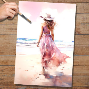 Menina no Papel de Decoupage Beach 2