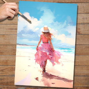 Menina no Papel de Decoupage Beach 5