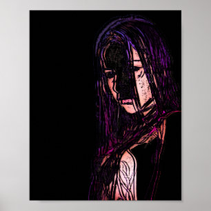 Menina no poster da escuridão