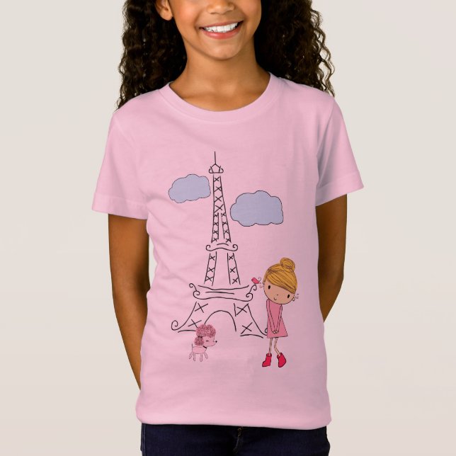 Menina no t-shirt de Paris para uma menina (Frente)