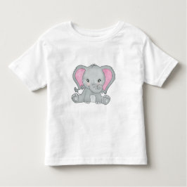 Menina, orelha rosa, elefante T-Shirt