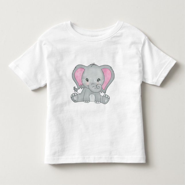 Menina, orelha rosa, elefante T-Shirt (Frente)