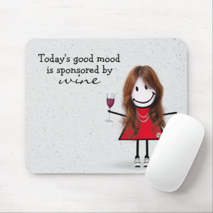 Menina Palito Com Vinho e Mouse Pad de Tenis