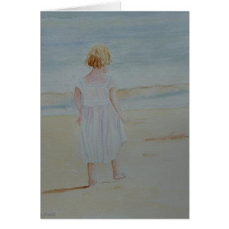 Menina pelo cartão da arte do mar