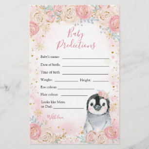 Menina Pinguin Winter Snowflake Previsão De Bebê