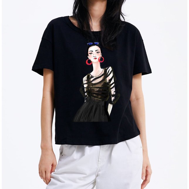 Menina Preta De Gráfico Moderno Camiseta (Criador carregado)