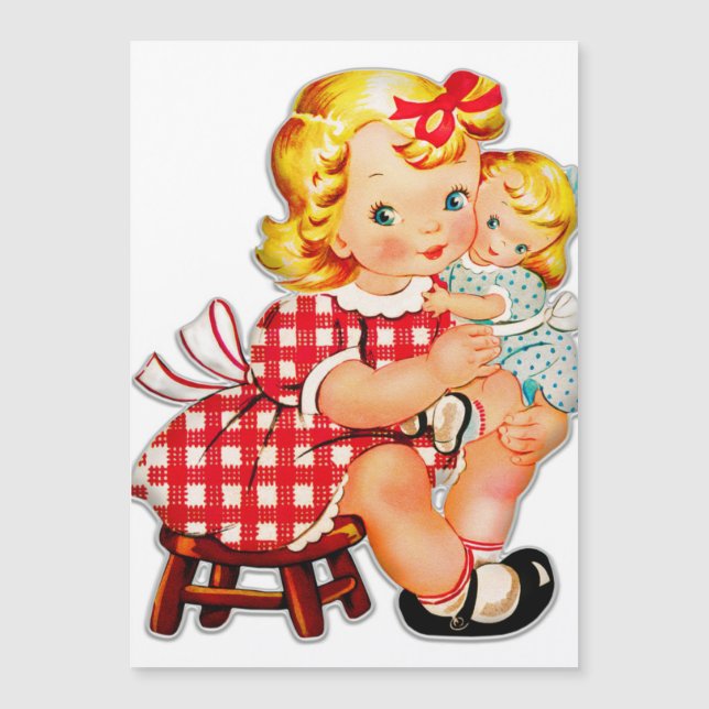 Menina retrô vintage boneca criança (Frente)
