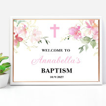 Menina rosa Batismo Poster de sinais de boas-vinda