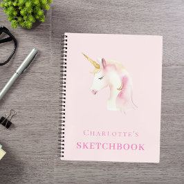 Menina rosa-rosa unicórnio do Sketchbook