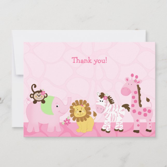 Menina Safari Nota de agradecimento personalizada (Frente)