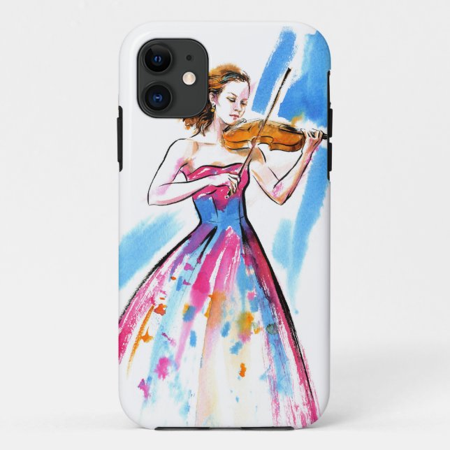 Menina tocando capas de iphone de violino (Verso)